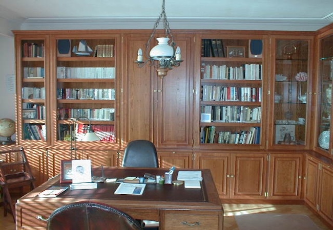 Bibliothèque façade en merisier plaqué